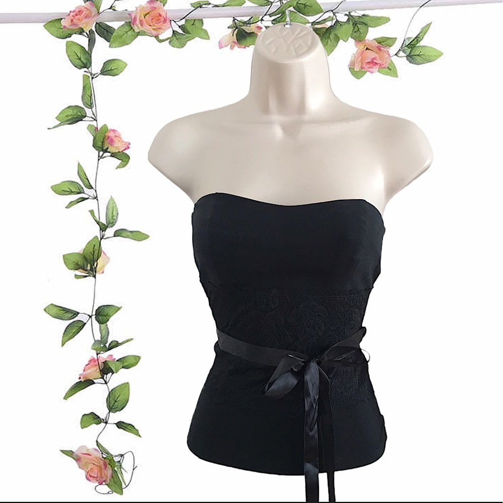 Rare Sweetheart Tube Top Laced Waist Top Size Small
